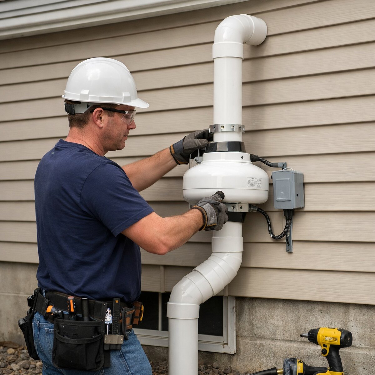 Radon mitigation system installation in the field